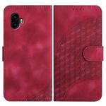 For Samsung Galaxy XCover7 Pro Elephant Head Embossed Phone Leather Case with Lanyard(Rose Red)