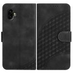 For Samsung Galaxy XCover7 Pro Elephant Head Embossed Phone Leather Case with Lanyard(Black)