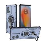 For Motorola Edge 50 Fusion Metal Kickstand TPU Hybrid PC Phone Case(Blue)