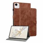For Honor Pad X9a Embossed Tiger Pattern Leather Tablet Case(Brown)