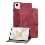 For Honor Pad X9a Embossed Tiger Pattern Leather Tablet Case(Red)
