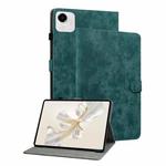 For Honor Pad X9a Embossed Tiger Pattern Leather Tablet Case(Dark Green)