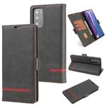 For Samsung Galaxy Note 20 Business Style Line Splicing Horizontal Flip TPU + PU Leather Case with Card Slots & Holder & Wallet(Black)
