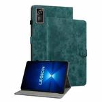 For Lenovo Legion Y700 Gen 4 Embossed Tiger Pattern Leather Tablet Case(Dark Green)
