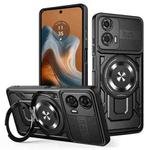 For Motorola Moto G34 Armor Rotating Holder MagSafe Phone Case(Black)