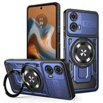For Motorola Moto G34 Armor Rotating Holder MagSafe Phone Case(Blue)