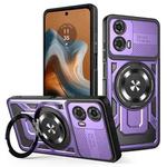 For Motorola Moto G34 Armor Rotating Holder MagSafe Phone Case(Purple)