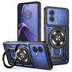 For Motorola Moto G84 5G Armor Rotating Holder MagSafe Phone Case(Blue)