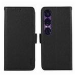 For Sony Xperia 1 VII ABEEL Side-Magnetic Litchi Pattern Leather RFID Phone Case(Black)