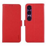 For Sony Xperia 1 VII ABEEL Side-Magnetic Litchi Pattern Leather RFID Phone Case(Red)