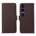 For Sony Xperia 1 VII ABEEL Side-Magnetic Litchi Pattern Leather RFID Phone Case(Brown)