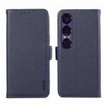 For Sony Xperia 1 VII ABEEL Side-Magnetic Litchi Pattern Leather RFID Phone Case(Blue)