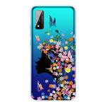 For Huawei P smart 2020 Coloured Drawing Pattern Highly Transparent TPU Protective Case(Flower Girl)