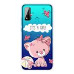For Huawei P smart 2020 Coloured Drawing Pattern Highly Transparent TPU Protective Case(Cute Cat)