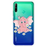 For Huawei P40 Lite E Coloured Drawing Pattern Highly Transparent TPU Protective Case(Little Pink Elephant)