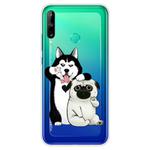 For Huawei P40 Lite E Coloured Drawing Pattern Highly Transparent TPU Protective Case(Selfie Dog)