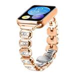 For Xiaomi Mi Band 8 Pro / Redmi Watch 4 Small Square Diamonds Butterfly Buckle Metal Watch Band(Rose Gold)