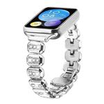 For Xiaomi Mi Band 8 Pro / Redmi Watch 4 Small Square Diamonds Butterfly Buckle Metal Watch Band(Silver)