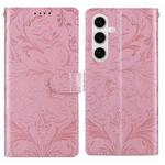 For Samsung Galaxy S24 5G / S25 5G Embossed Floral Pattern Leather Phone Case(Pink)