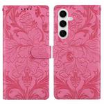 For Samsung Galaxy S24 5G / S25 5G Embossed Floral Pattern Leather Phone Case(Rose Red)
