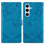 For Samsung Galaxy S24 5G / S25 5G Embossed Floral Pattern Leather Phone Case(Blue)