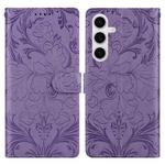 For Samsung Galaxy S24 5G / S25 5G Embossed Floral Pattern Leather Phone Case(Purple)