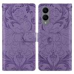 For Samsung Galaxy S25 Edge 5G Embossed Floral Pattern Leather Phone Case(Purple)