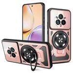 For Realme 14 Pro+ 5G Armor Rotating Holder MagSafe Phone Case(Rose Gold)