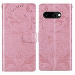 For Google Pixel 9a Embossed Floral Pattern Leather Phone Case(Pink)