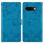 For Google Pixel 9a Embossed Floral Pattern Leather Phone Case(Blue)