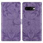For Google Pixel 9a Embossed Floral Pattern Leather Phone Case(Purple)