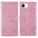 For iPhone 16e Embossed Floral Pattern Leather Phone Case(Pink)