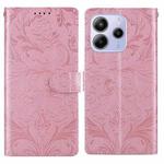 For Redmi Note 14 5G Embossed Floral Pattern Leather Phone Case(Pink)