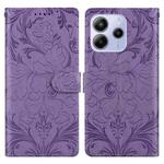 For Redmi Note 14 5G Embossed Floral Pattern Leather Phone Case(Purple)
