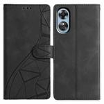 For OPPO A17 Triangles Embossed Leather Phone Case(Black)