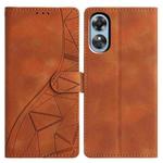 For OPPO A17 Triangles Embossed Leather Phone Case(Brown)