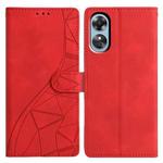 For OPPO A17 Triangles Embossed Leather Phone Case(Red)