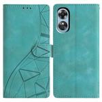 For OPPO A17 Triangles Embossed Leather Phone Case(Green)