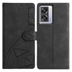 For OPPO A57 / A77 5G Triangles Embossed Leather Phone Case(Black)