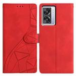 For OPPO A57 / A77 5G Triangles Embossed Leather Phone Case(Red)