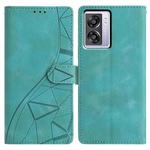 For OPPO A57 / A77 5G Triangles Embossed Leather Phone Case(Green)