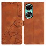 For OPPO A58 4G Global Triangles Embossed Leather Phone Case(Brown)