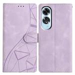 For OPPO A60 Triangles Embossed Leather Phone Case(Purple)