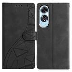 For OPPO A60 Triangles Embossed Leather Phone Case(Black)