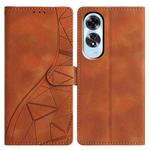 For OPPO A60 Triangles Embossed Leather Phone Case(Brown)