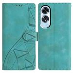 For OPPO A60 Triangles Embossed Leather Phone Case(Green)
