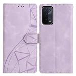 For OPPO A74 5G / A54 5G / A93 5G Triangles Embossed Leather Phone Case(Purple)