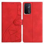 For OPPO A74 5G / A54 5G / A93 5G Triangles Embossed Leather Phone Case(Red)