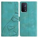 For OPPO A74 5G / A54 5G / A93 5G Triangles Embossed Leather Phone Case(Green)