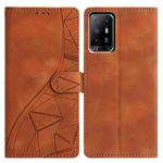 For OPPO A94 5G Triangles Embossed Leather Phone Case(Brown)